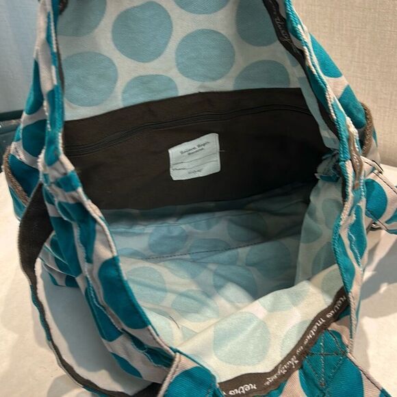 thirty-one Retro Metro Foldover Crossbody Shoulder Bag Purse Tote Teal Mod Dot - Picture 6 of 7